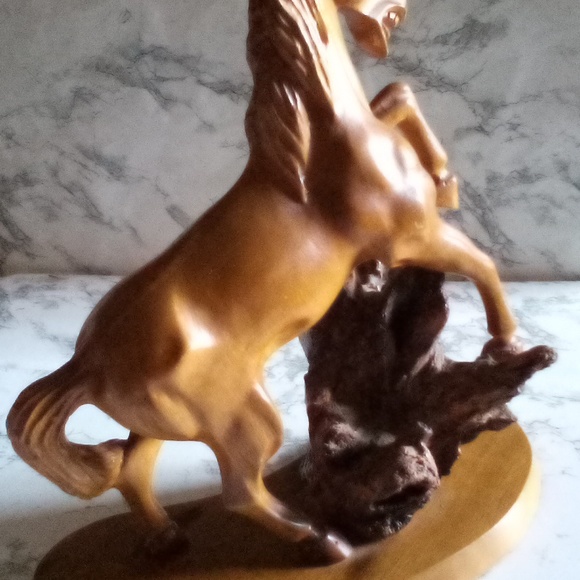 Vintage Mid- century Modern Large Hand carved Wood Rearing Horse Stallion Statue - Picture 3 of 16